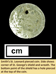 Front image of silver coin after treatment from Smith St. Leonard's Site