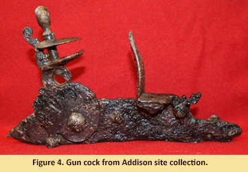 Image of flintlock gun part found at the Addison Plantation site.