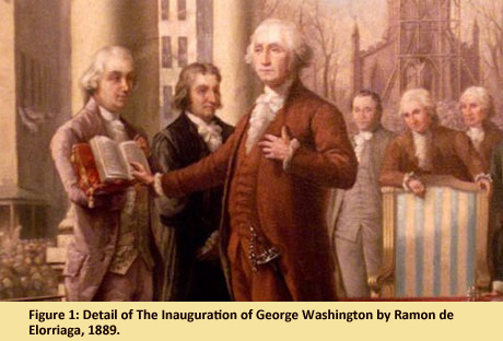 Figure 1: Detail of The Inauguration of George Washington by Ramon de Elorriaga, 1889.