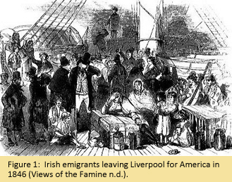 Figure 1:  Irish emigrants leaving Liverpool for America in 1846 (Views of the Famine n.d.).