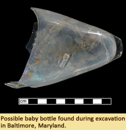 Possible baby bottle found at an excavation in Baltimore, MD.