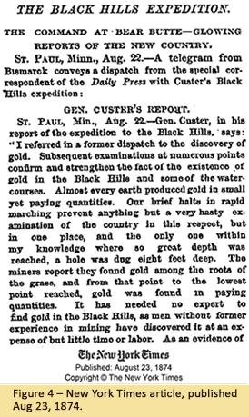 Figure 4 – New York Times article, published Aug 23, 1874.
