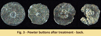 Military buttons after treatment - back view.