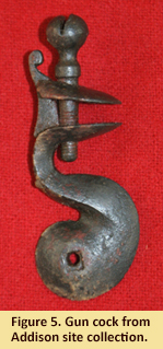 Image of gun cock found at the Addison Plantation site.
