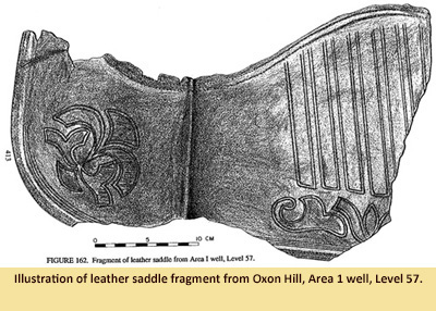 Illustration of decorated saddle found in well.