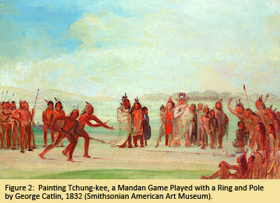 Painting Tchung-kee, a Mandan Game Played with a Ring and Pole by George Catlin, 1832 (Smithsonian American Art Museum).  