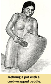 Illustration of a indian woman making pottery.