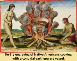 Image of Indians cooking over fire using pots.