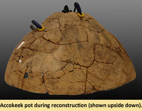 Image of Accokeek pot after reconstruction was done at the MAC Lab.