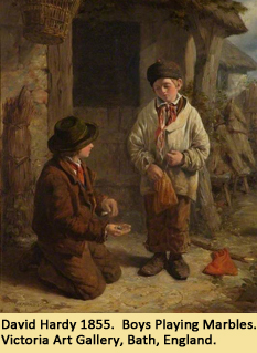 David Hardy 1855.  Boys Playing Marbles.  Victoria Art Gallery, Bath, England.