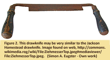 Photo found on web of  drawknife very similar to one found at Jackson Homestead, but with handles still intact.