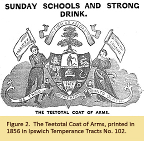 Image of the Teetotal Coat of Arms, printed in1856 in Ipswich Temperence Tracts No. 102.