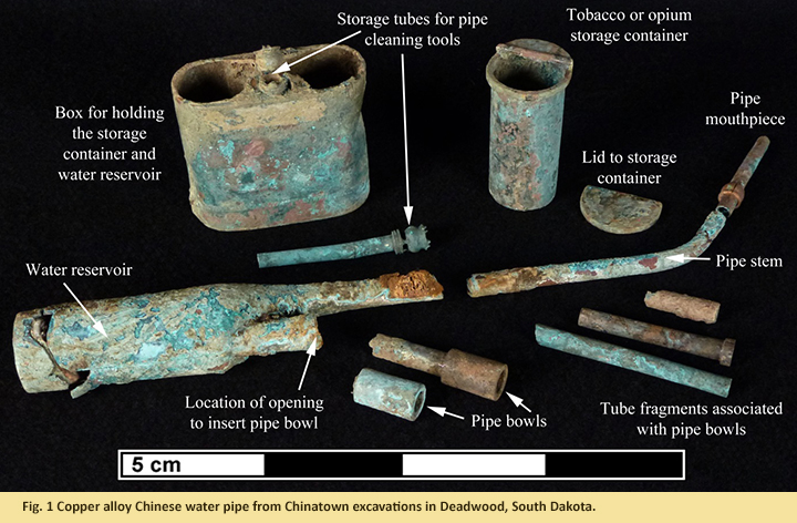 Fig. 1 Copper alloy Chinese water pipe from Chinatown excavations in Deadwood, South Dakota. 