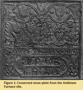 Figure 1: Conserved stove plate from the Antietam Furnace site.
