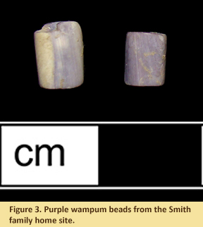 Figure 3. Purple wampum beads from the Smith family home site.