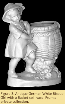 Figure 3. Antique German white bisque girl with a basket spill base. From a private collection.